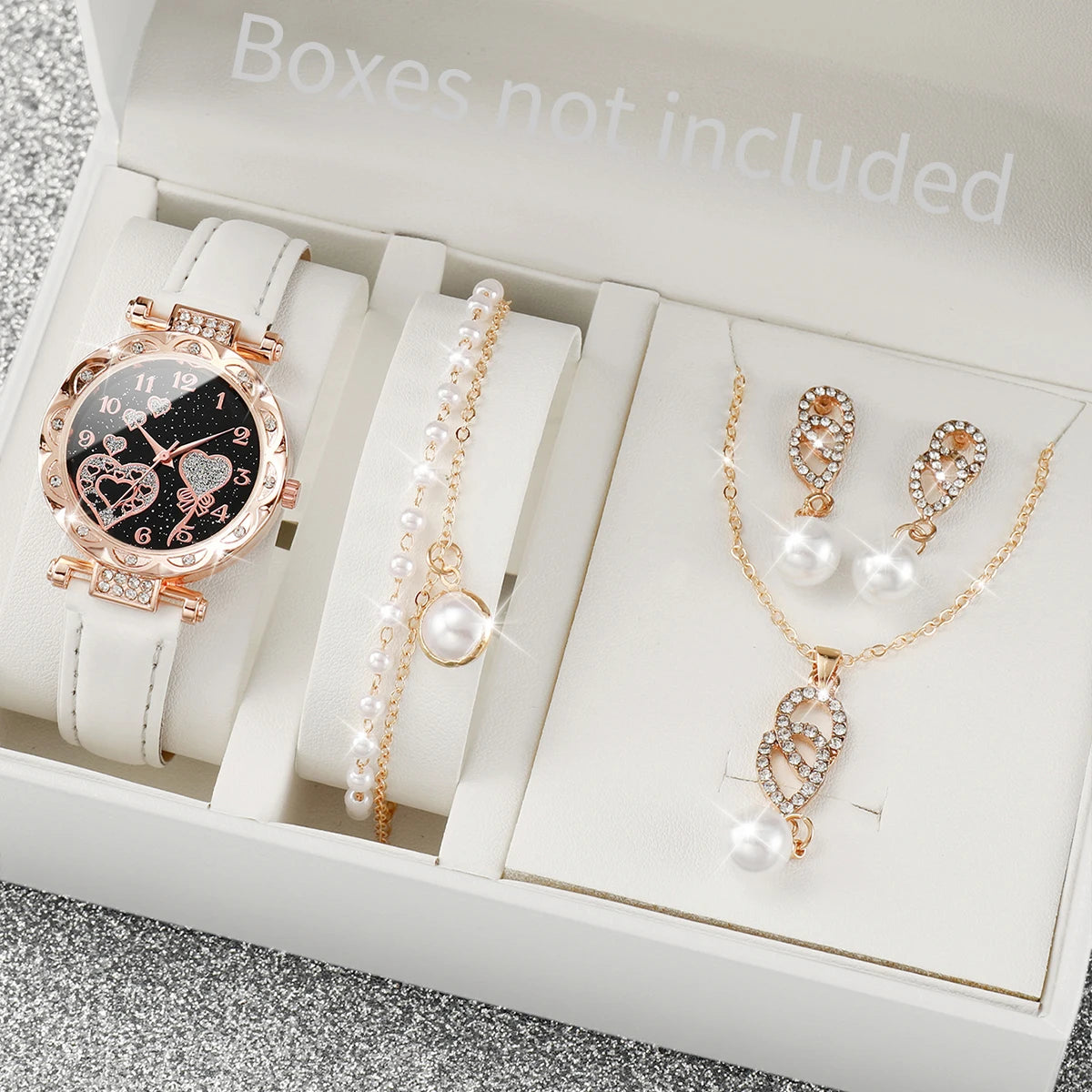 Pearl Heart Watch & Jewelry Set