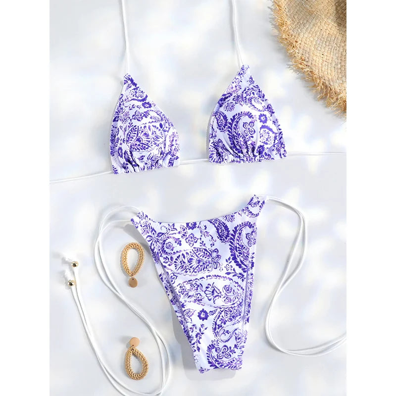 Miyouj 2025 Bikini String Swimsuit Sexy Female Bathsuit Women Swimwear High Cut Bathwear Bandage Biquini Leopard Two Pieces Suit