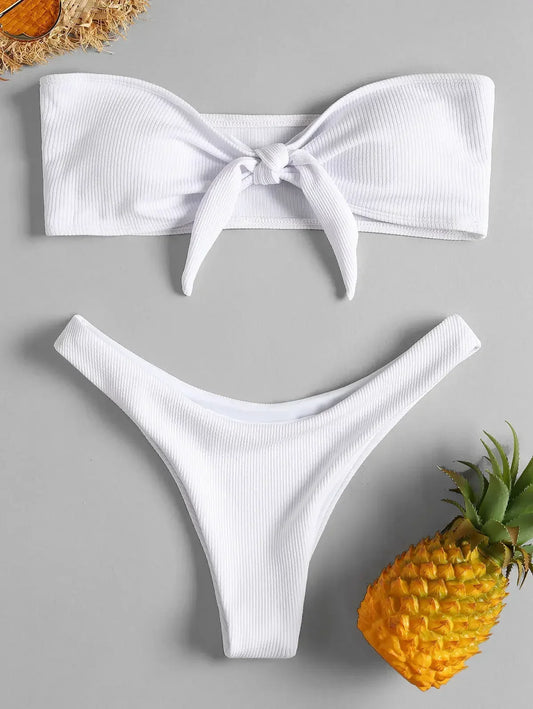 Tube Top Bow Split Bikini