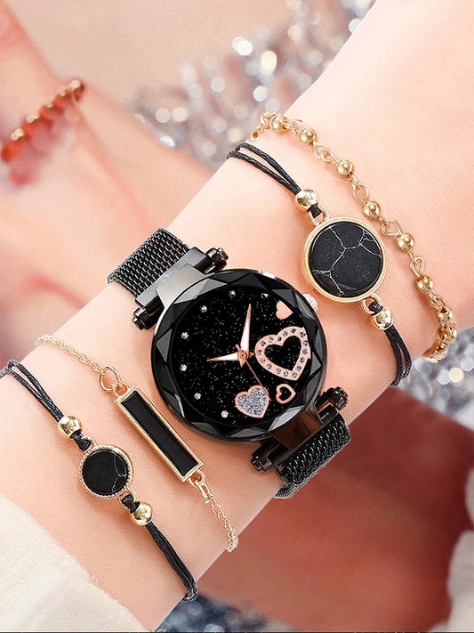 Starlight Hearts 6-Piece Watch & Bracelet Set